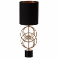 Quickway Imports 26 Decorative Metal Table Lamp with Gold Circular Stand and Black Cotton Lampshade QI004584